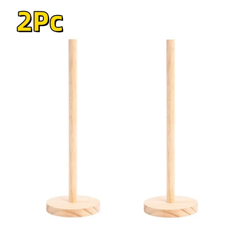 Bamboo Paper Towel Holder Wooden Dispenser Round Countertop Stand Kitchen Bathroom Organization Jewelry Accessories Storage Rack