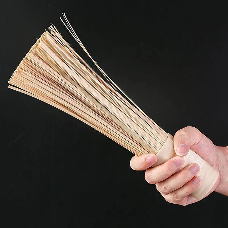Kitchen Natural Bamboo Pot Washing Brush Bamboo Wok Cleaning Whisk Brush Household Kitchen Clean Tool With Comfortable Handle