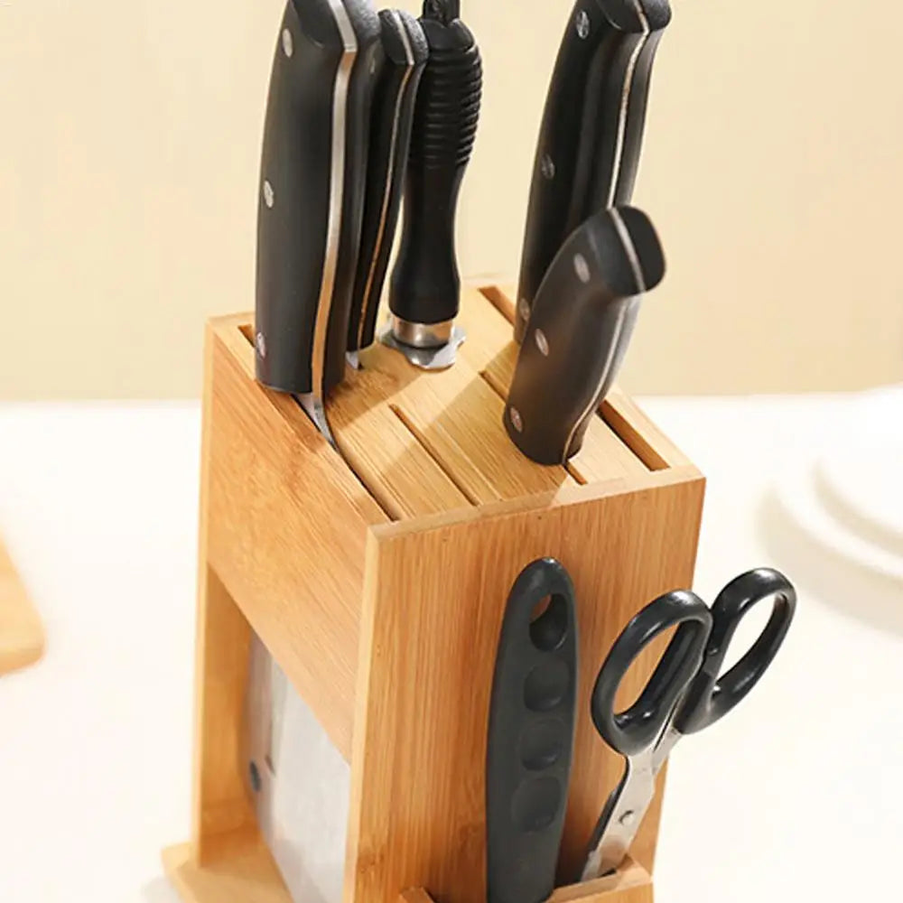 Bamboo Knife Block Stand for Kitchen Multifunctional Cutter Rack Holder multifunctional knife Storage rack for Kitchen Supplies