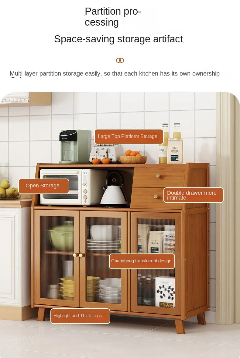 dining room Bamboo solid wood kitchen cabinets furniture sideboard side table furniture living room alacena Display cabinet