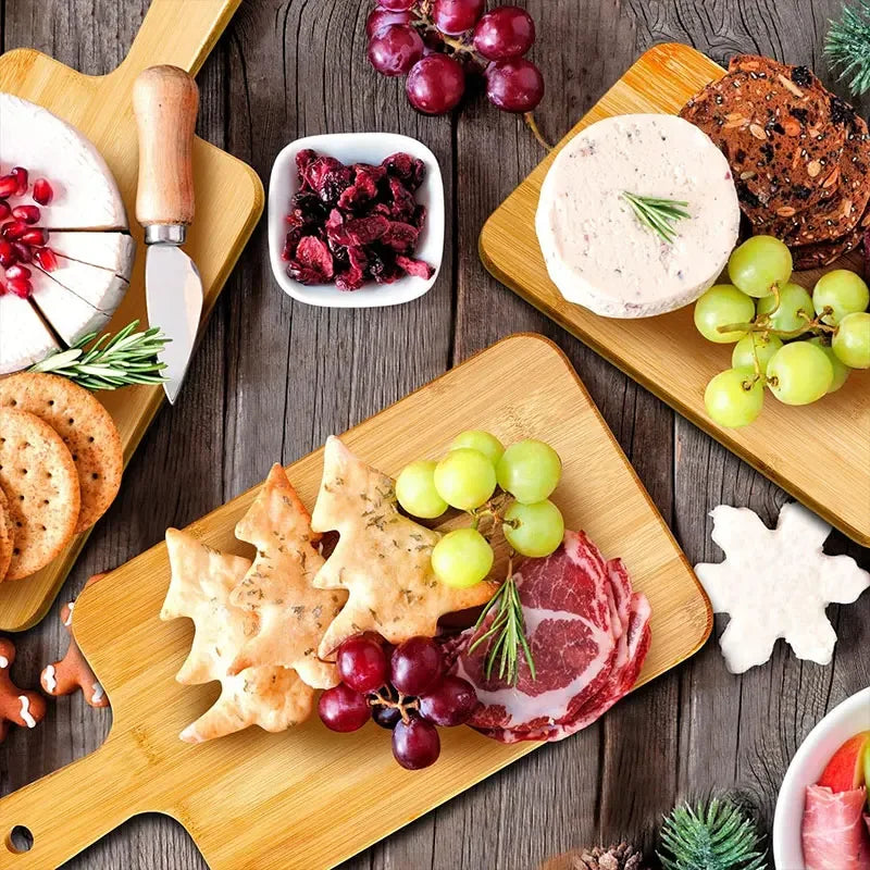 Bamboo Cutting Boards for Kitchen Bamboo Chopping Board with Handles for Pizza Bread Steak Tray Baking Serving Board