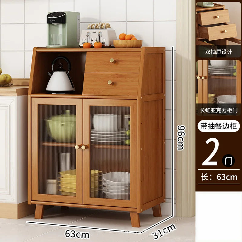 dining room Bamboo solid wood kitchen cabinets furniture sideboard side table furniture living room alacena Display cabinet