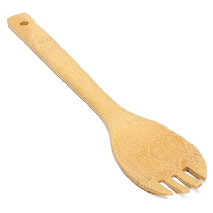 6 Pieces Bamboo Spoon Spatula Kitchen Utensil Wooden Cooking Tool Mixing Set
