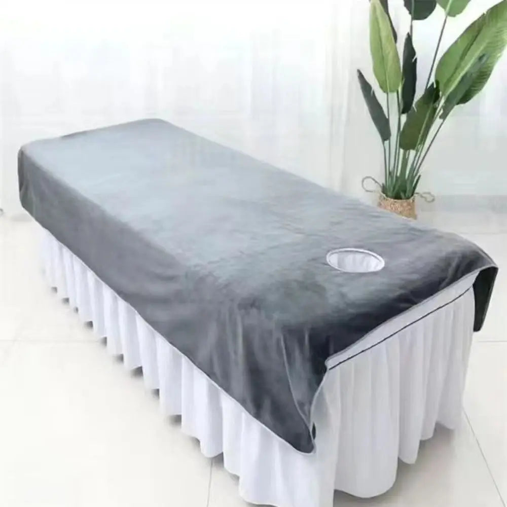 Comfortable SPA Bedspread Soft Solid Color Massage Bed Sheets with Face Hole Thickened Cosmetic Bed Sheet Beauty Tool
