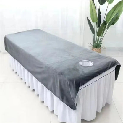 Comfortable SPA Bedspread Soft Solid Color Massage Bed Sheets with Face Hole Thickened Cosmetic Bed Sheet Beauty Tool