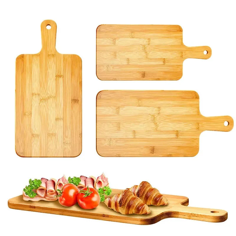 Bamboo Cutting Boards for Kitchen Bamboo Chopping Board with Handles for Pizza Bread Steak Tray Baking Serving Board