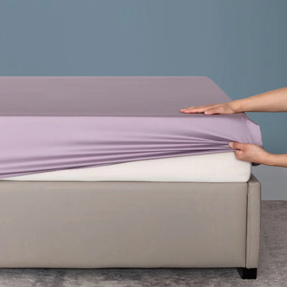 Organic Bamboo Bed Fitted Sheet Solid Color Silky Bed Cover Luxury Mattress Cover with Rubber Band Double Queen Size Customized