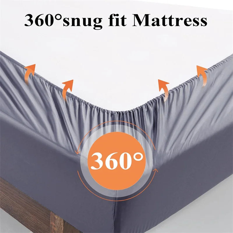 Organic Bamboo Bed Fitted Sheet Solid Color Silky Bed Cover Luxury Mattress Cover with Rubber Band Double Queen Size Customized
