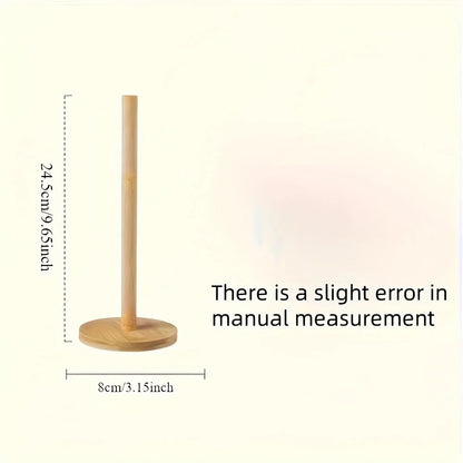 Bamboo Paper Towel Holder Wooden Dispenser Round Countertop Stand Kitchen Bathroom Organization Jewelry Accessories Storage Rack