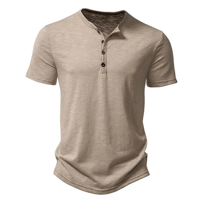 Bamboo Fiber T Shirt Men Casual High Quality Summer Short Sleeve Henley Neck Mens T Shirts Fashion Basic T-shirt Male