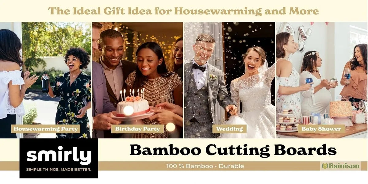 BainisonBamboo Cutting Board for Kitchen & Picnic – Waterproof, Grooved Surface for Non-Slip, Ideal for Fruits & Vegetables