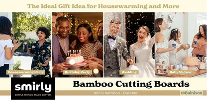 BainisonBamboo Cutting Board for Kitchen & Picnic – Waterproof, Grooved Surface for Non-Slip, Ideal for Fruits & Vegetables