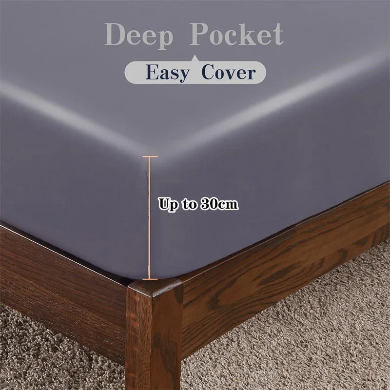 Organic Bamboo Bed Fitted Sheet Solid Color Silky Bed Cover Luxury Mattress Cover with Rubber Band Double Queen Size Customized