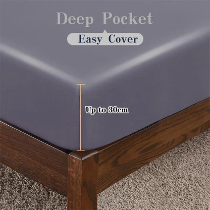 Organic Bamboo Bed Fitted Sheet Solid Color Silky Bed Cover Luxury Mattress Cover with Rubber Band Double Queen Size Customized