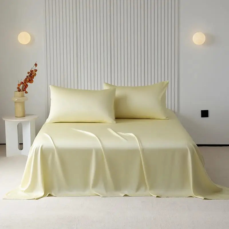 100%Organic Eucalyptus Plain Blue Flat Bed Sheets Lyocell Silky Soft Smooth Breathable Gentle to Skin Pillow shams