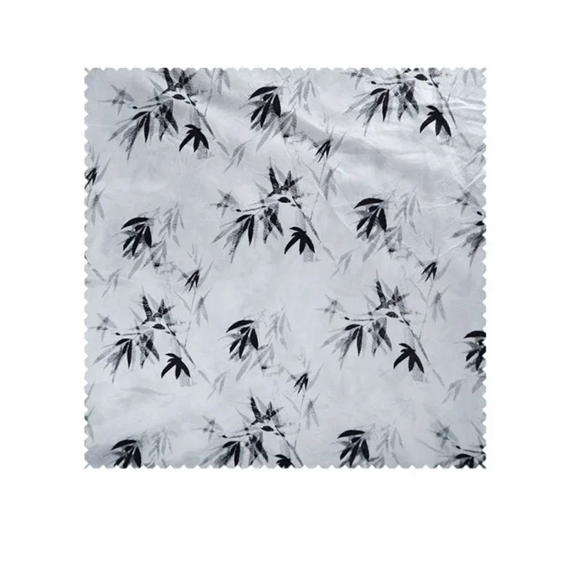 Bamboo Leaf Acetate Silk Printed Fabric New Chinese Fashion High Quality Vertical Womens Dresses Hanfu Pants DIY Design Cloth