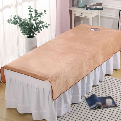 Comfortable SPA Bedspread Soft Solid Color Massage Bed Sheets with Face Hole Thickened Cosmetic Bed Sheet Beauty Tool