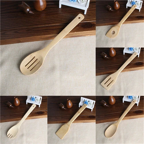 kitchen tools 6pcs Bamboo Spoon Spatula Kitchen Utensil Wooden Cooking Tool Mixing Set