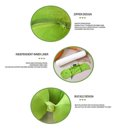 Green Style Long Pillow With Bear Ornament Cartoon Bamboo Shaped Bed Sofa Comfort Pillow Home Creatively Soft Bamboo Pillow