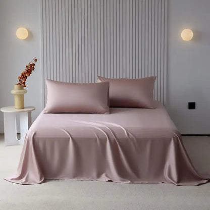 100%Organic Eucalyptus Plain Blue Flat Bed Sheets Lyocell Silky Soft Smooth Breathable Gentle to Skin Pillow shams