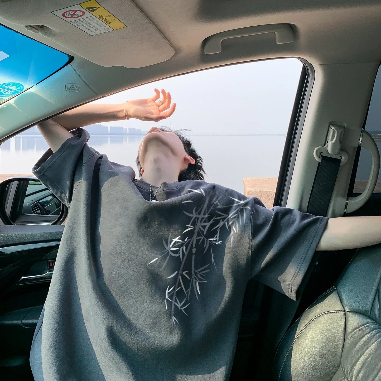 Men's Oversized Bamboo T-shirt Loose Printed Tops Cotton Tshirts Breathable Casual Short Sleeve Tees Streetwear Men Clothing