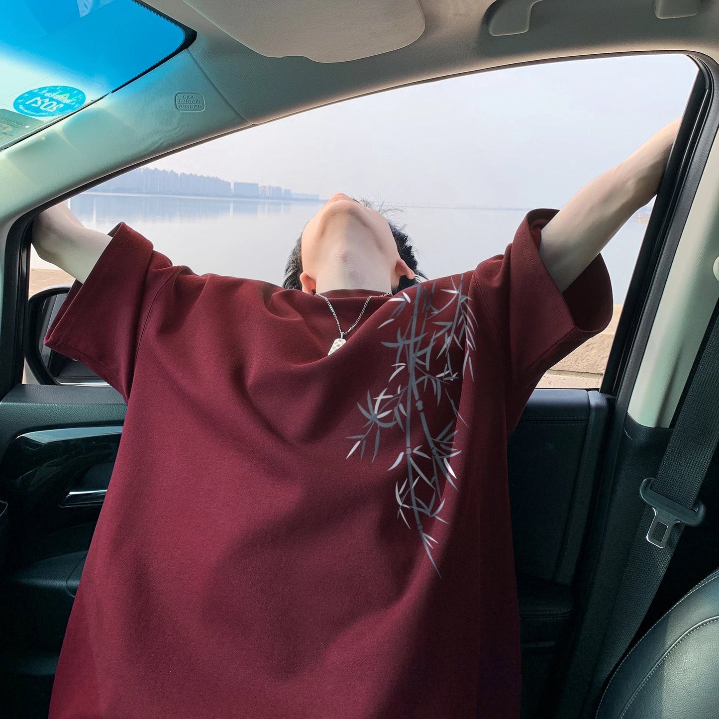 Men's Oversized Bamboo T-shirt Loose Printed Tops Cotton Tshirts Breathable Casual Short Sleeve Tees Streetwear Men Clothing