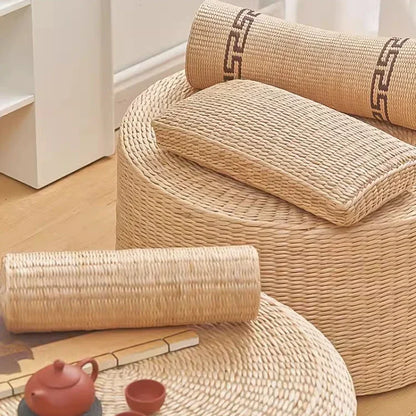 Bamboo Wife round Neck Pillow Straw Cervical Sleeping Bed Cushion for Pregnant Women Household Comfortable Pillow