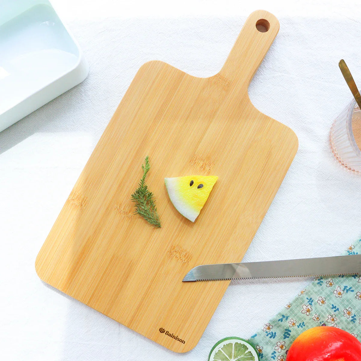 BainisonBamboo Cutting Board for Kitchen & Picnic – Waterproof, Grooved Surface for Non-Slip, Ideal for Fruits & Vegetables